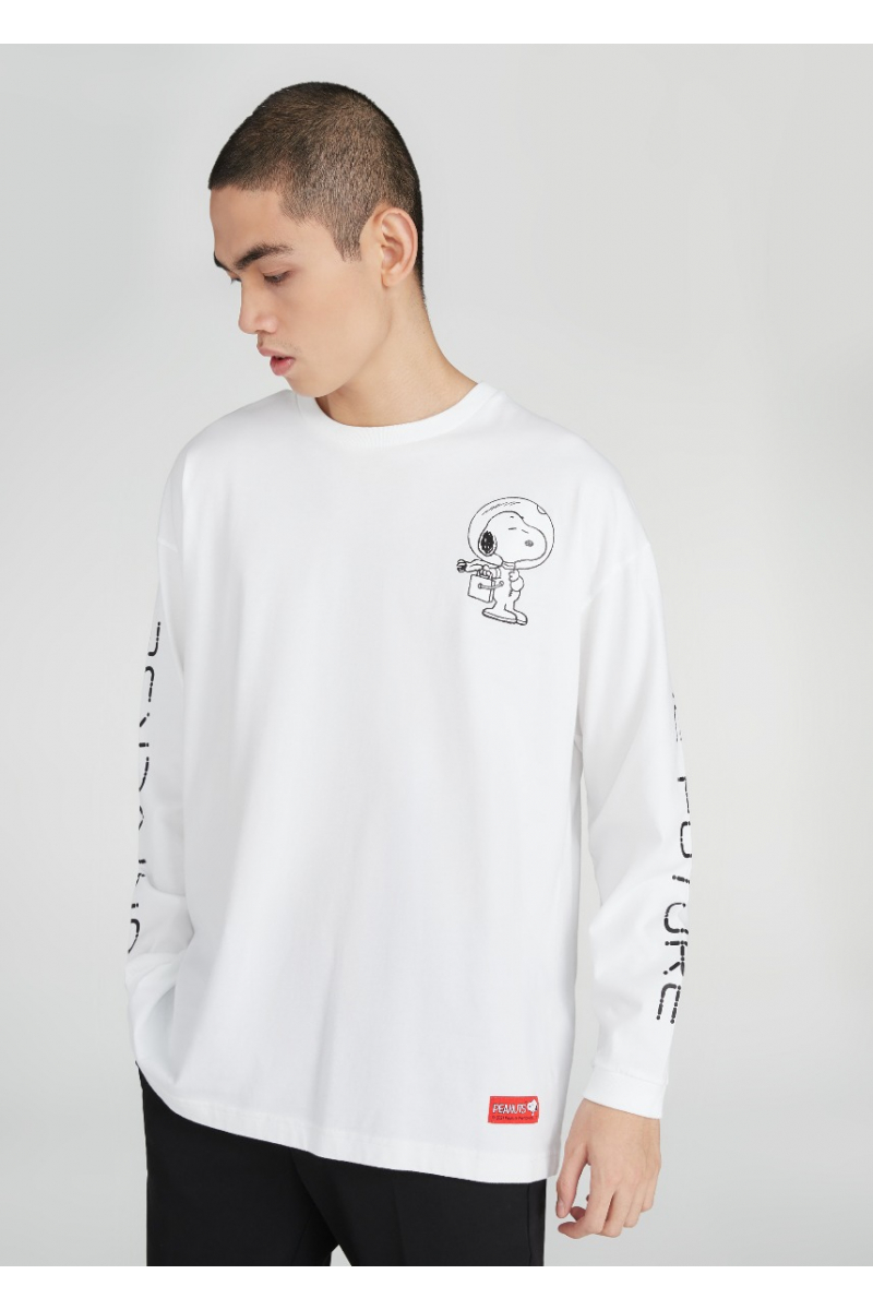 GALAXY PRINTED SWEATER PEANUTS COLLECTION - WHITE