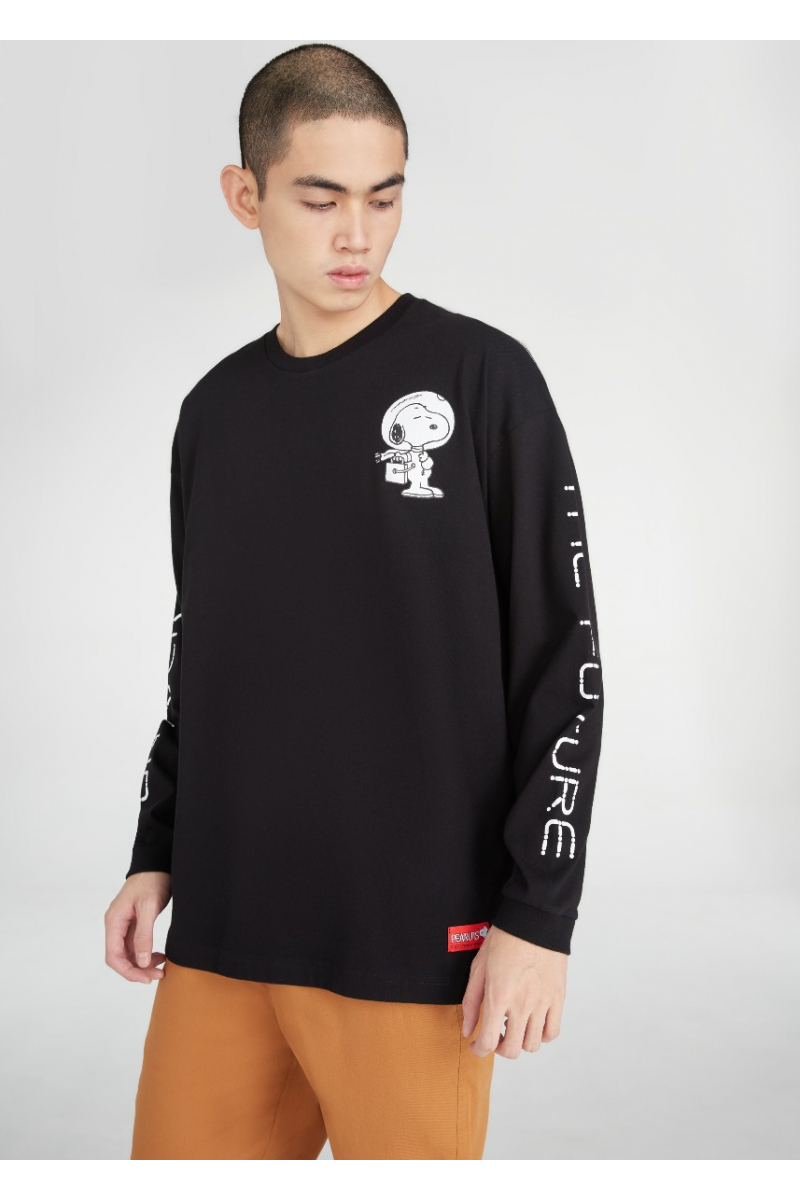 GALAXY PRINTED SWEATER PEANUTS COLLECTION - BLACK