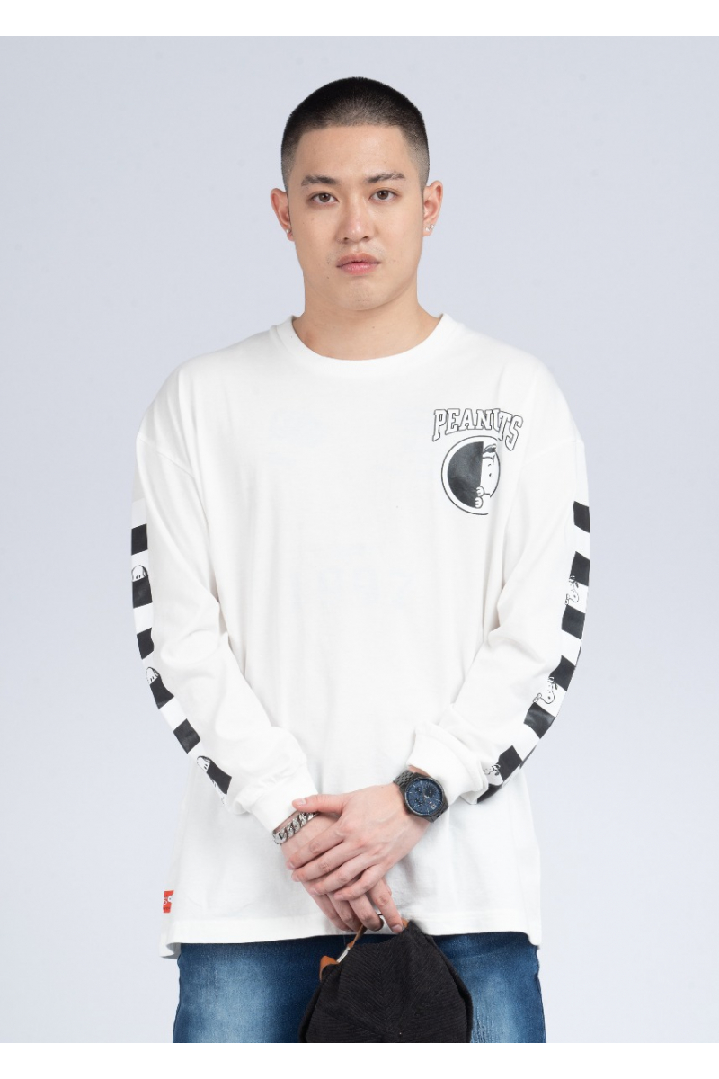 OVERSIZE LONG SLEEVE SHIRT PEANUTS COLLECTION - WHITE