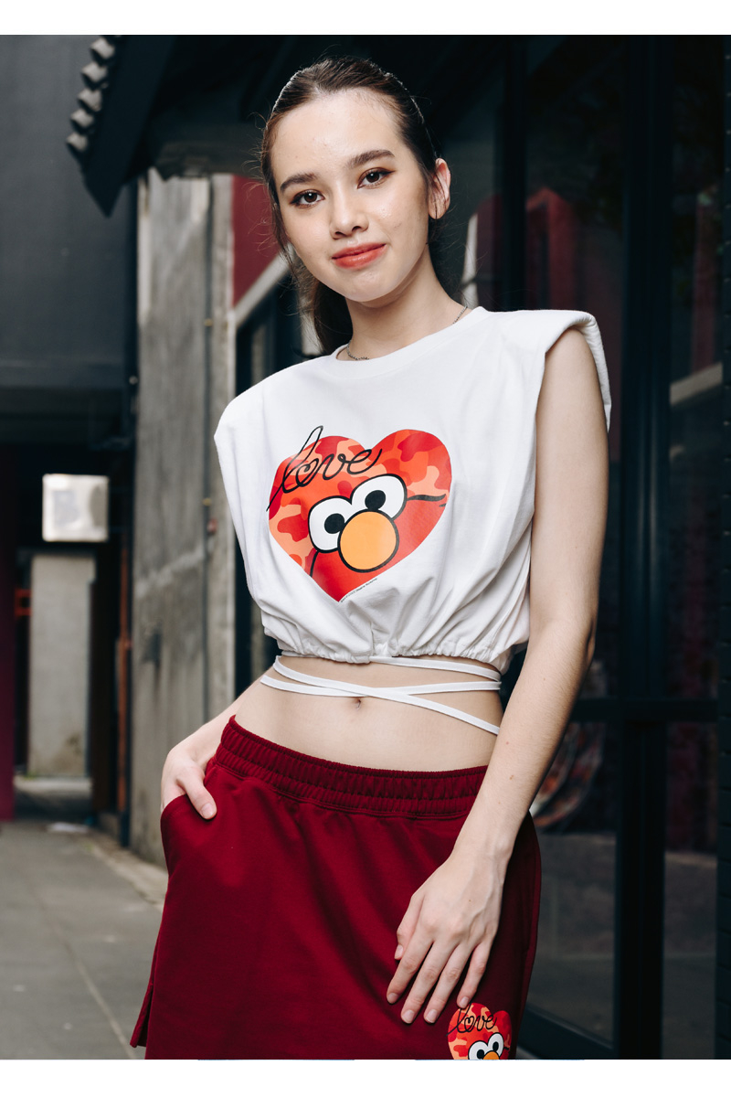 HEART CROP TOP SESAME STREET COLLECTION - WHITE
