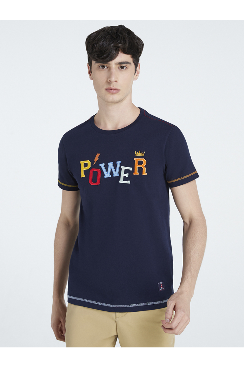 POWER EMBROIDERY T-SHIRT - NIGHT SEA BLUE