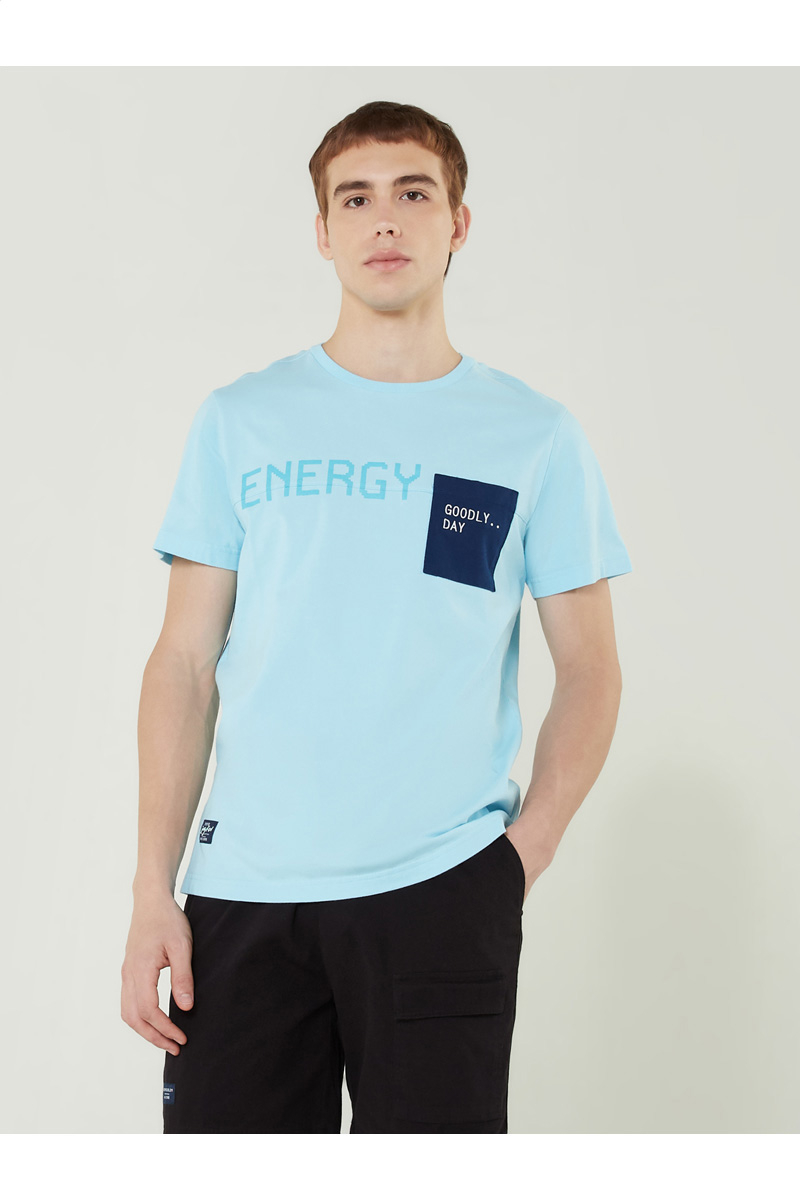 ENERGY PRINT & EMBROIDERY T-SHIRT - BABY BLUE