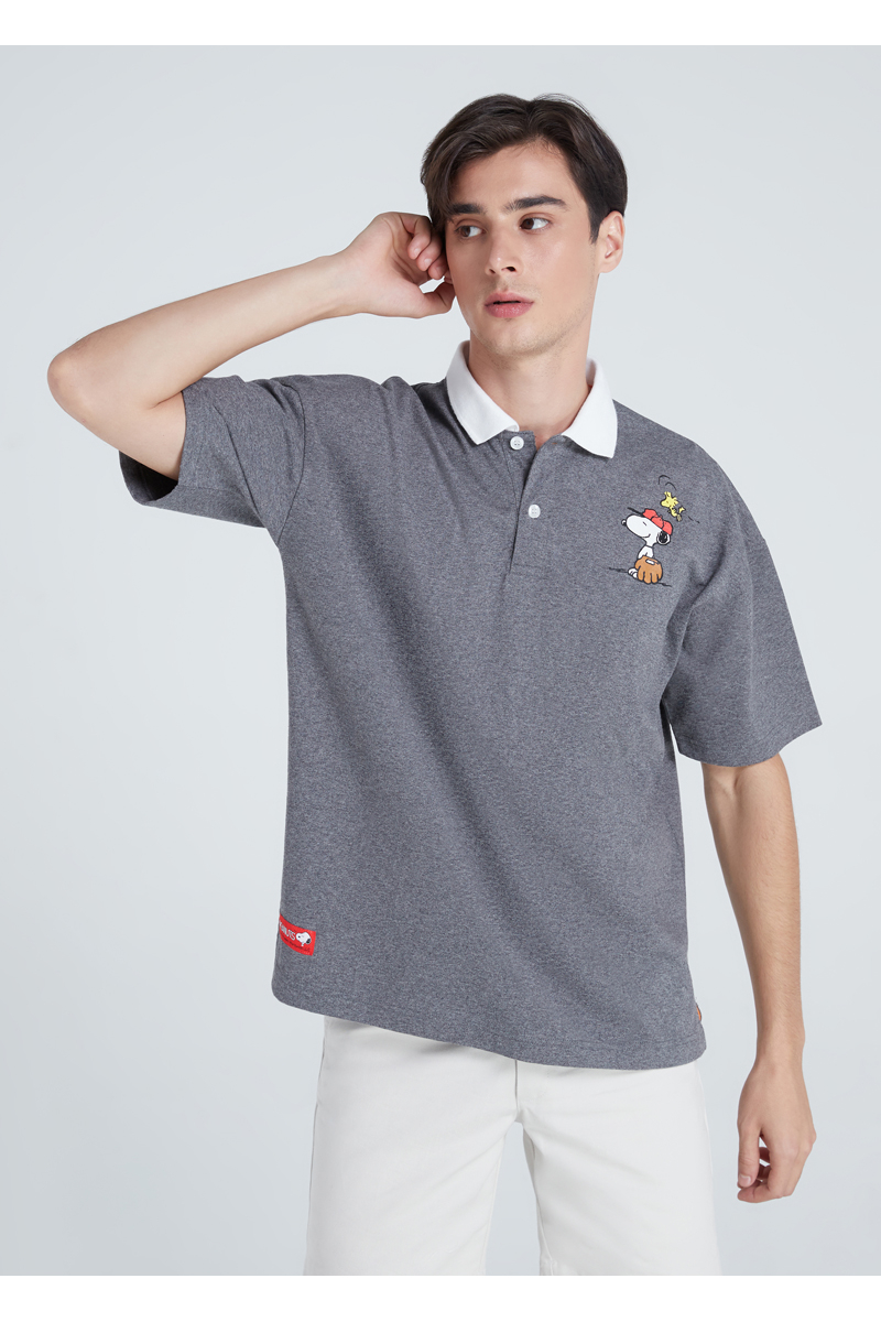 GRAPHIC OVERSIZE POLOS PEANUTS COLLECTION - DARK TOPDYED