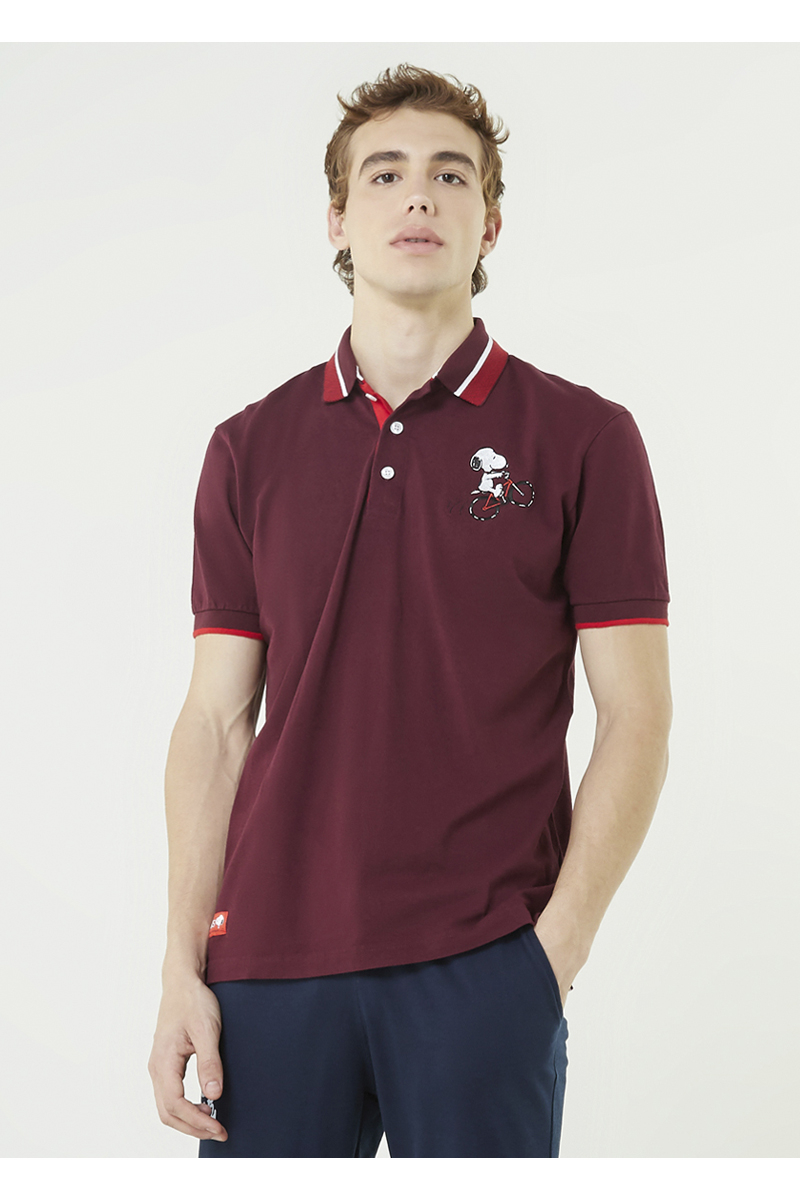 PEANUTS COLLECTIONS EMBROIDERY POLOS - CHERRY RED