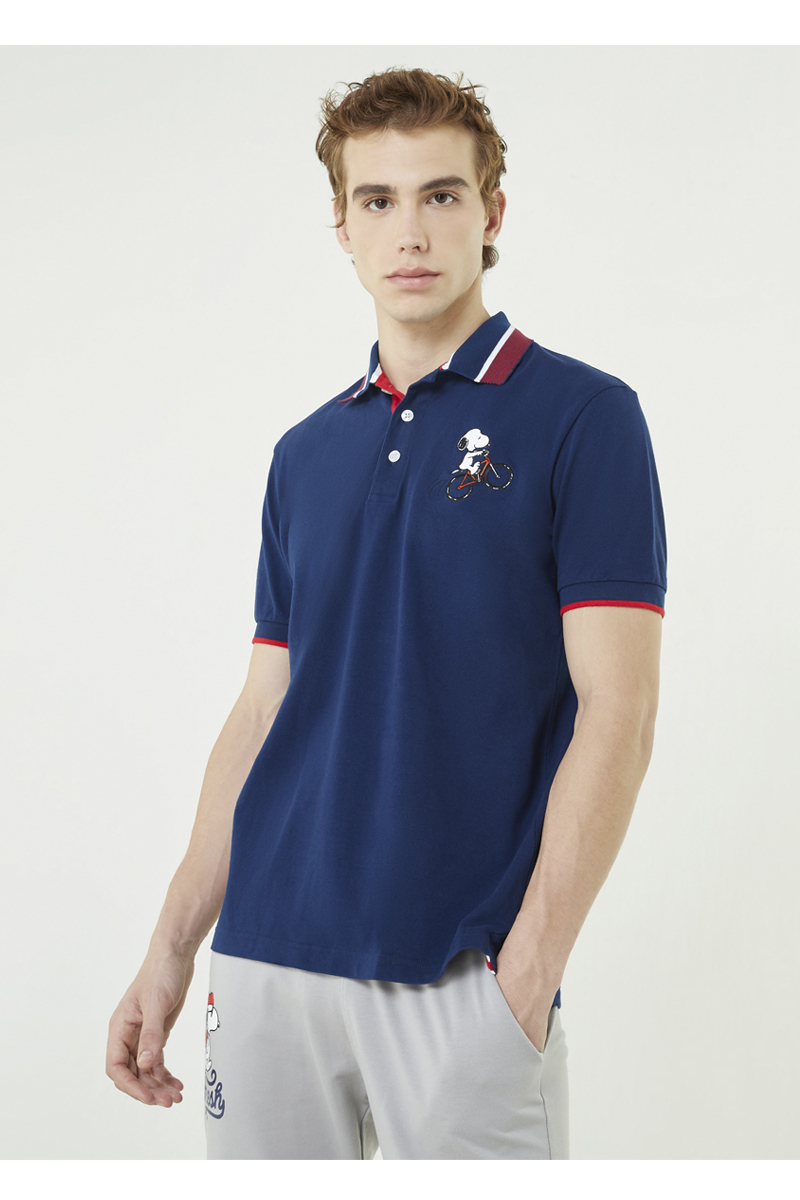 PEANUTS COLLECTIONS EMBROIDERY POLOS - EVENING BLUE
