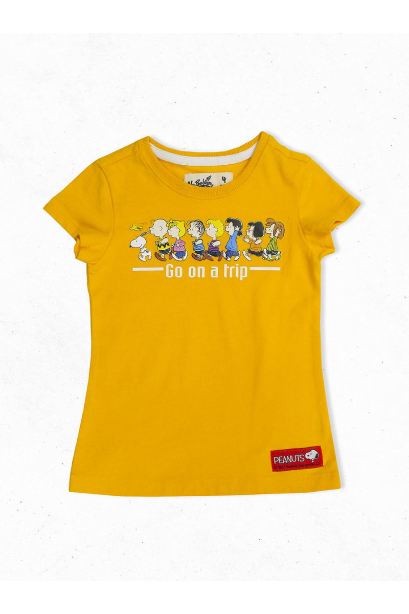 SNOOPY GO ON A TRIP T-SHIRT FOR GIRL - YELLOW