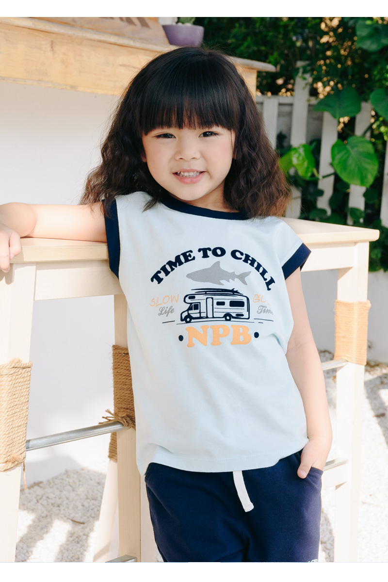 TANK TOP TIME TO CHILL PRINTED KIDS - BLUE