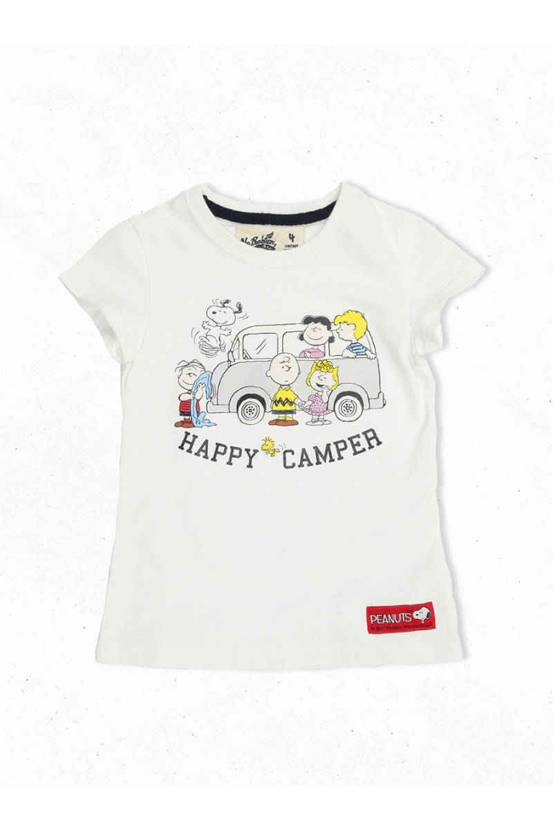 SNOOPY HAPPY CAMPER T-SHIRT FOR GIRL - WHITE