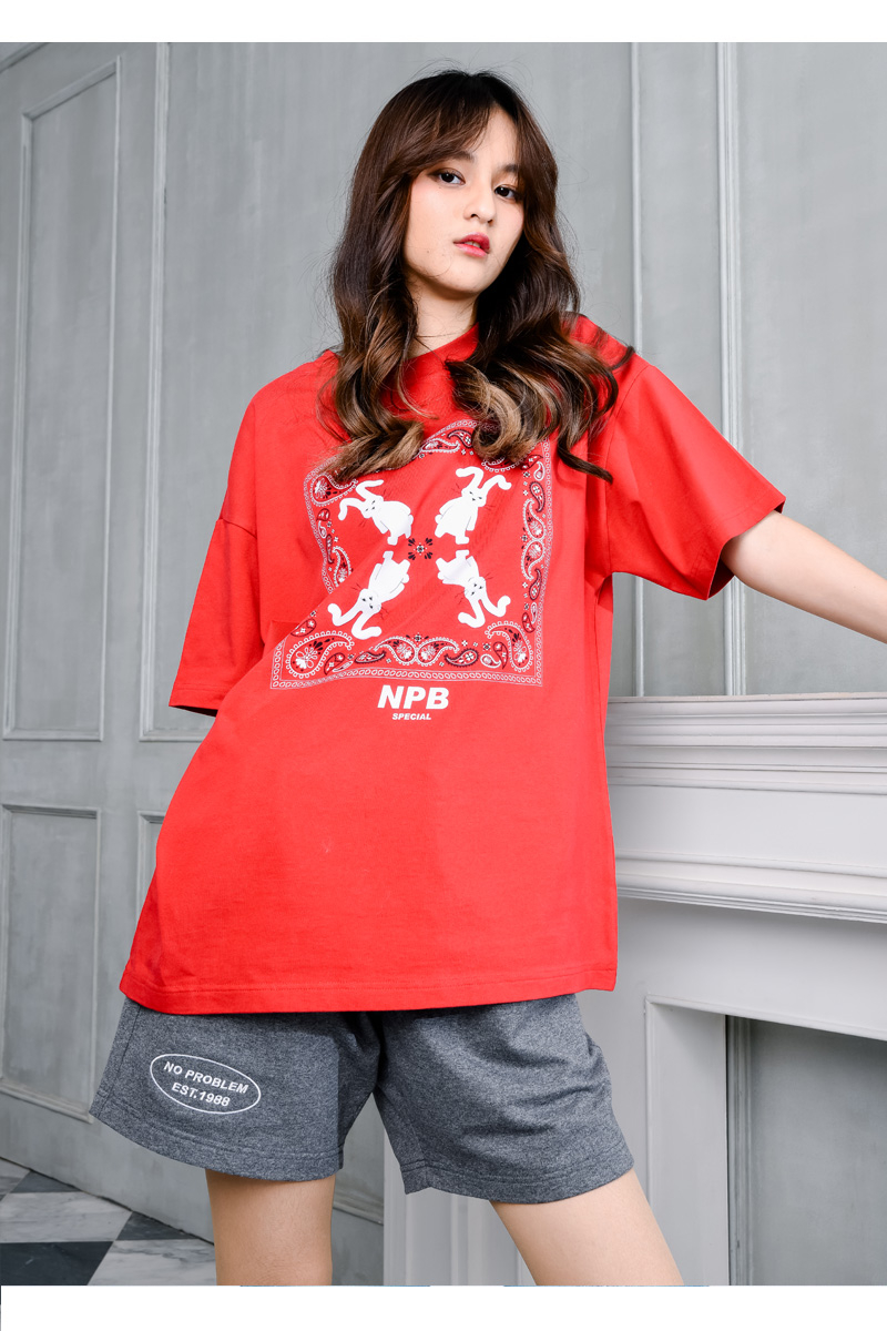 RABBIT PAISLEY STYLE OVERSIZE NPB COLLECTION - RED