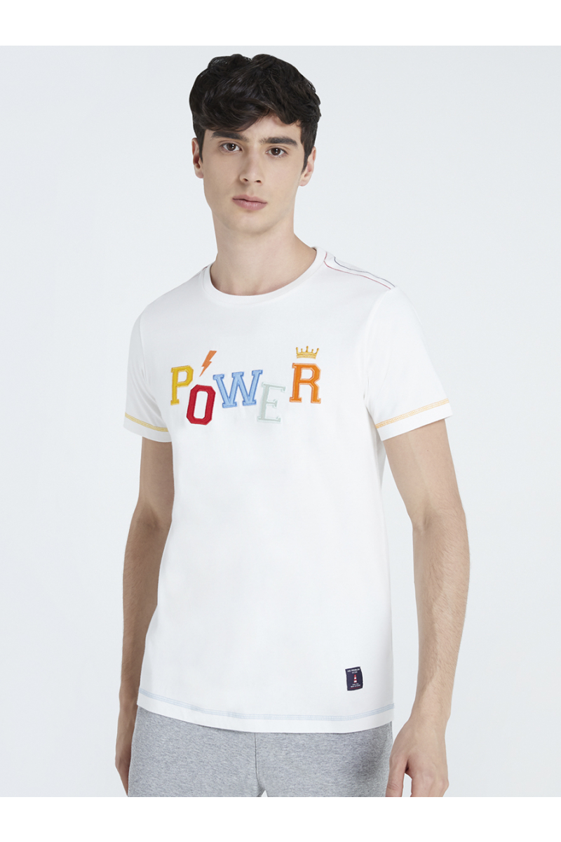 POWER EMBROIDERY T-SHIRT - WHITE
