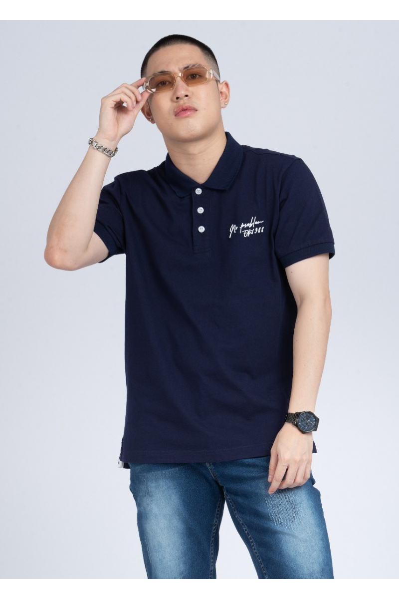 JACQUARD PIQUE EMBROIDERY POLOS - MIDNIGHT BLUE