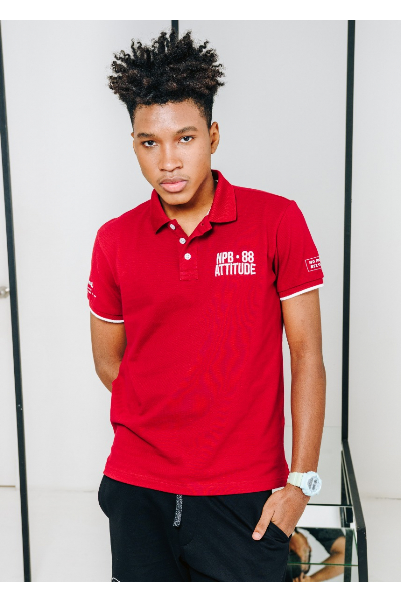 NO PROBLEM PIQUE EMBROIDERY POLOS - MULBERRY RED