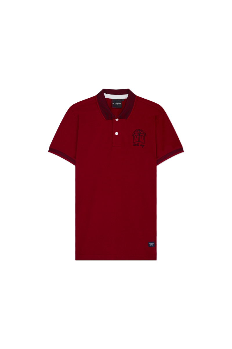 NO PROLEM SMILE DAY CLASSIC POLOS - MULBERRY RED