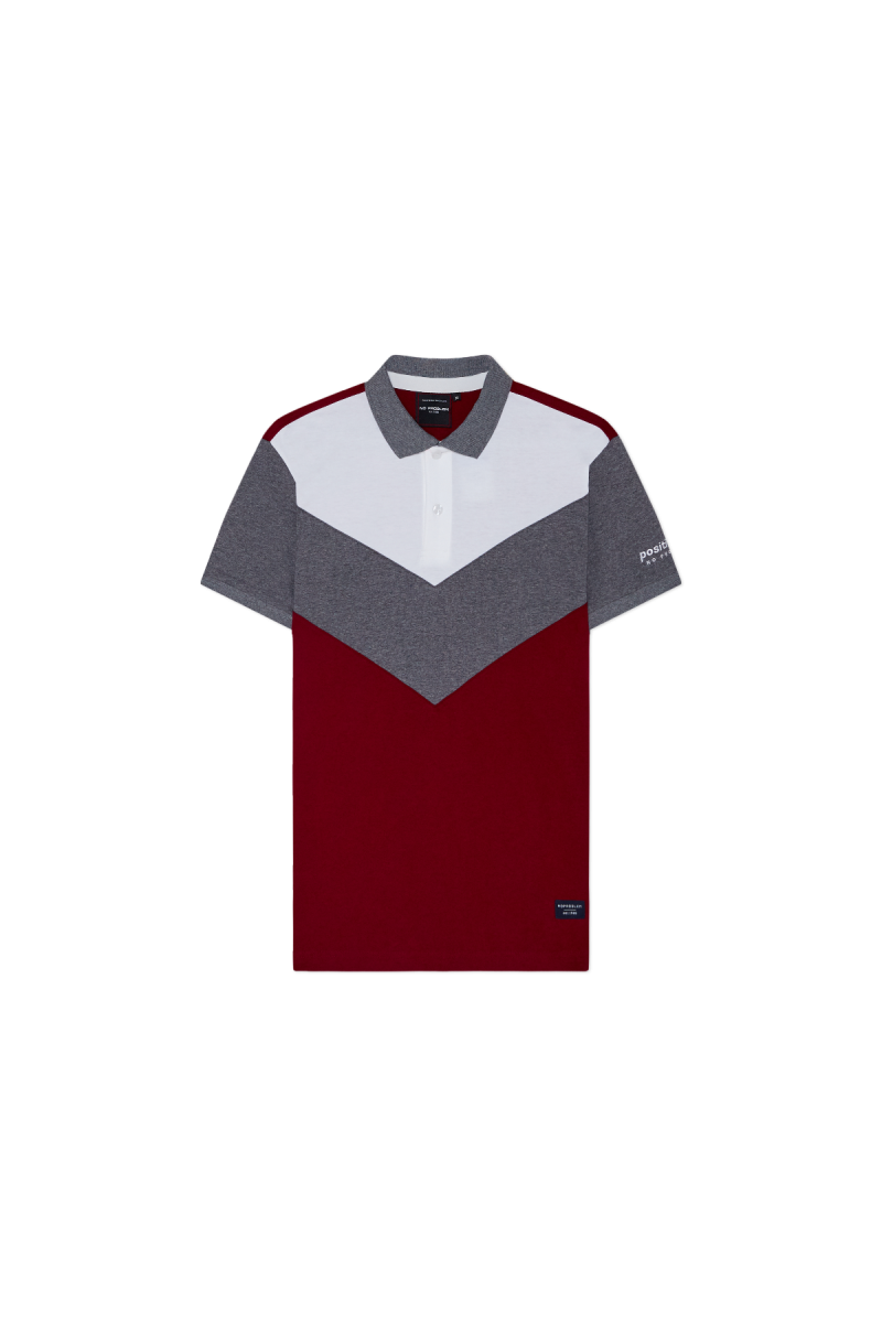 NO PROBLEM COLOR BLOCK PRINT POLOS - MULBERRY RED