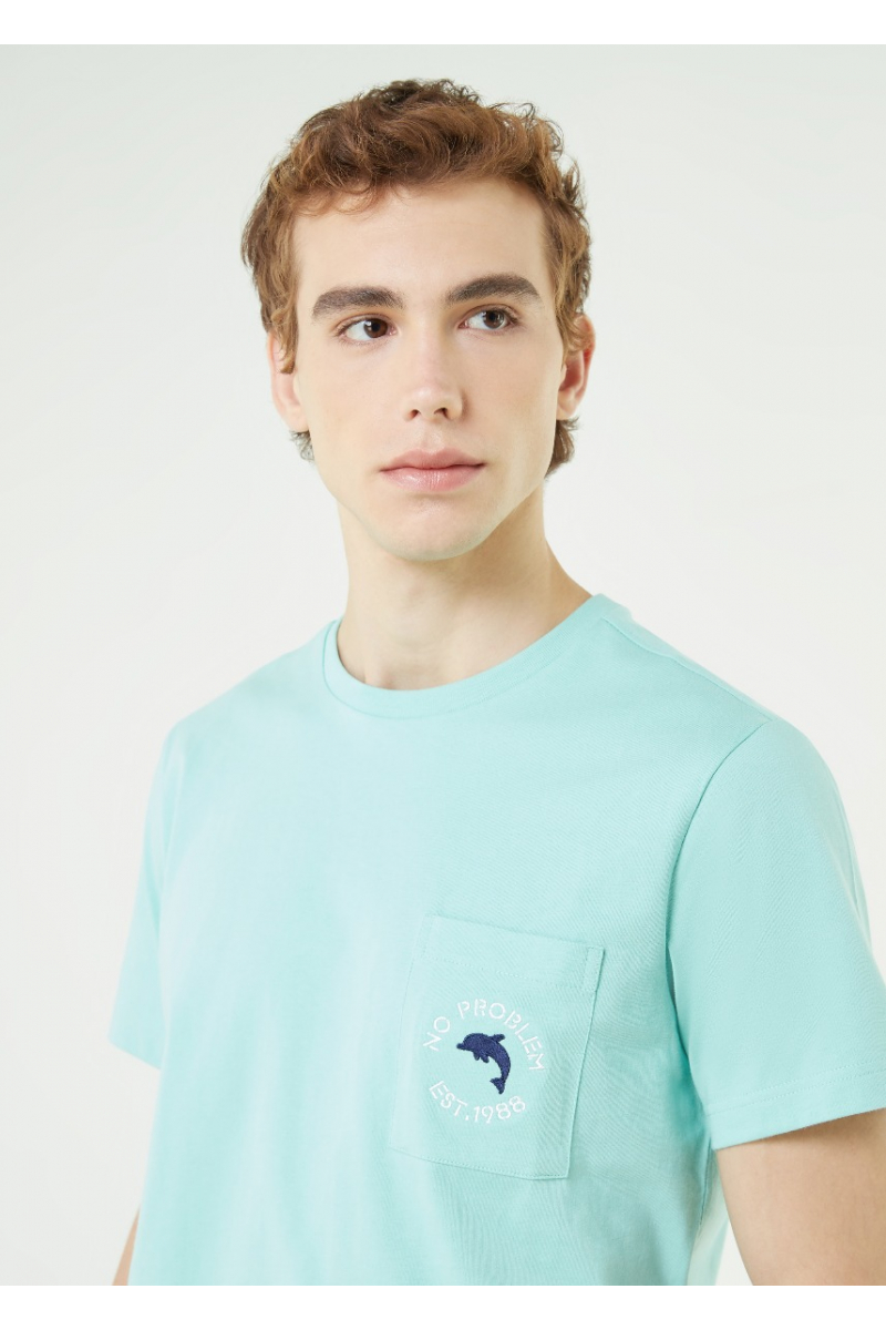 DOLPHIN EMBROIDERY JERSEY CLASSIC T-SHIRT - COROL GREEN