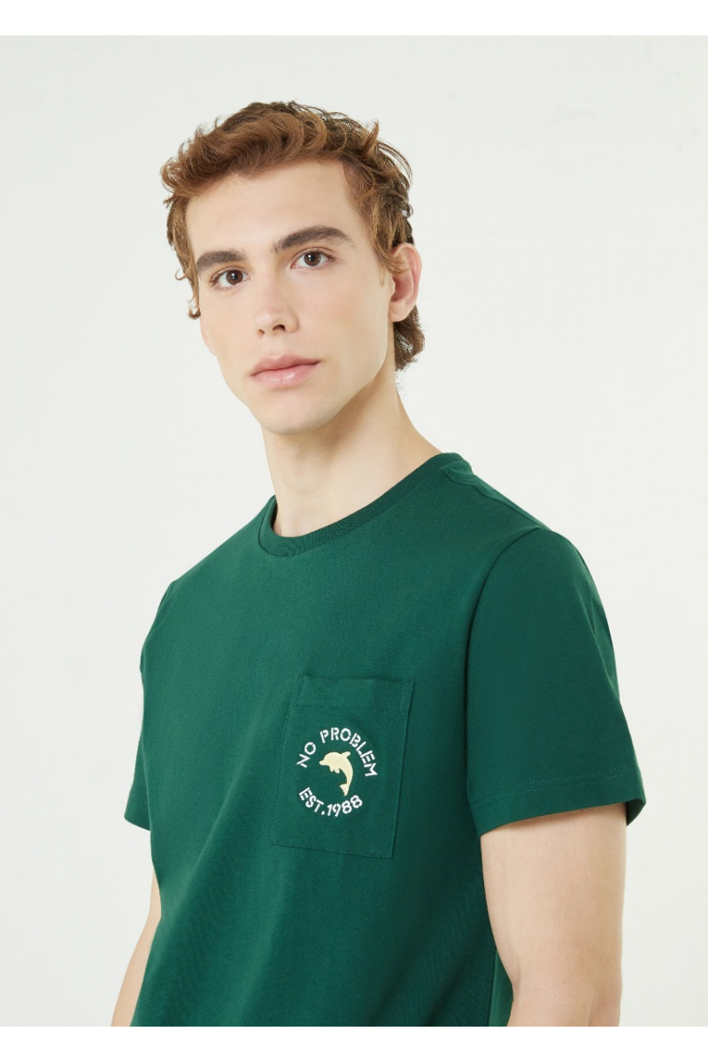 DOLPHIN EMBROIDERY JERSEY CLASSIC T-SHIRT - VELVET GREEN