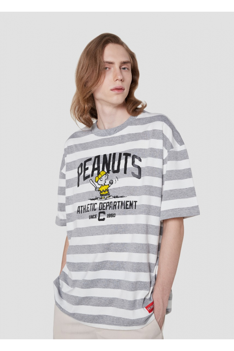 STRIPE OVERSIZE PEANUTS COLLECTION - TOP DYED WHITE