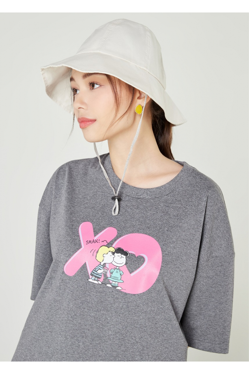 XOXO OVERSIZE T-SHIRT PEANUTS COLLECTION - DARK TOPDYED