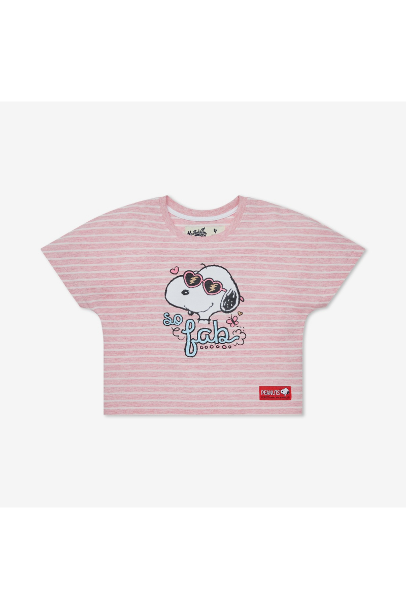 SNOOPY CROP T-SHIRT PEANUTS / HAPPY DAY - PINK