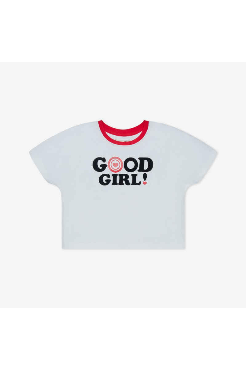 CROP T-SHIRT KIDS / GOOD GIRL - WHITE