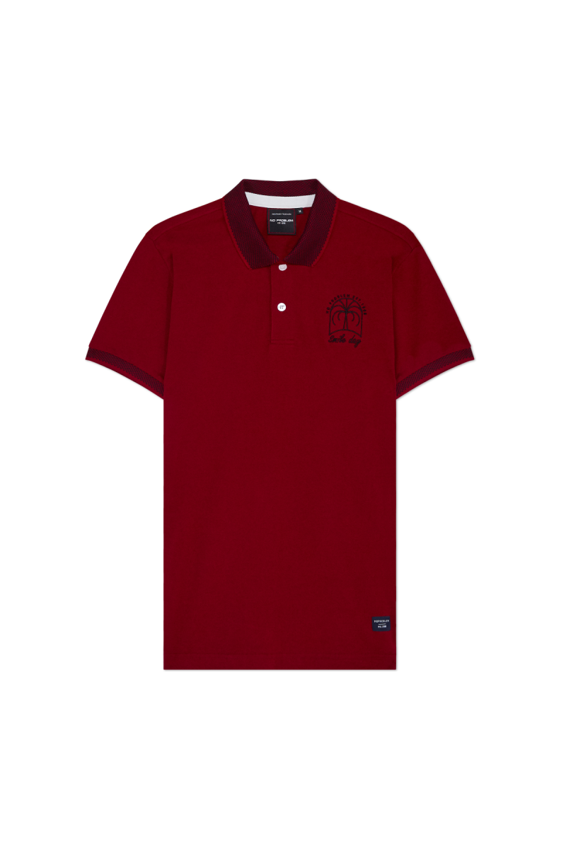 NO PROBLEM SMILE DAY CLASSIC POLOS - MULBERRY RED