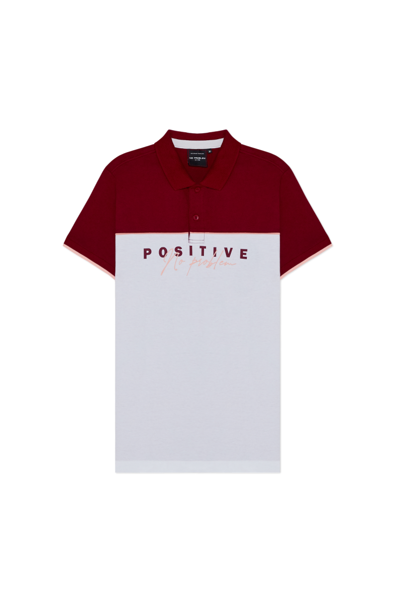 NO PROBLEM COLOR BLOCK CLASSIC POLOS - MULBERRY RED